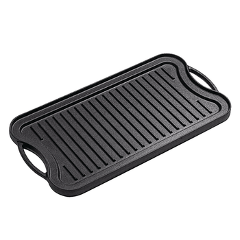 50.8cm Cast Iron Ridged Griddle Hot Plate Grill Pan BBQ Stovetop image