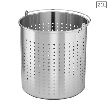 21L 18/10 Stainless Steel Perforated Stockpot Basket Pasta Strainer with Handle image