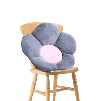 Dark Gray Whimsical Big Flower Shape Cushion Soft Leaning Bedside Pad Floor Plush Pillow Home Decor image