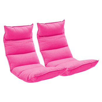 2X Foldable Tatami Floor Sofa Bed Meditation Lounge Chair Recliner Lazy Couch Pink image