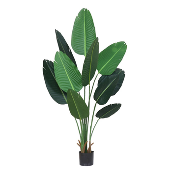 180cm Artificial Bird of Paradise Plants Fake Tropical Palm Tree with 10 in Pot and Woven Seagrass Belly, Home Decor image