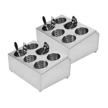 2X 18/10 Stainless Steel Commercial Conical Utensils Cutlery Holder with 6 Holes image