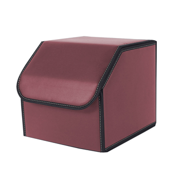 Leather Car Boot Collapsible Foldable Trunk Cargo Organizer Portable Storage Box Red Small image