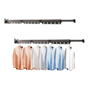 2X 127.5cm Wall-Mounted Clothing Dry Rack Retractable Space-Saving Foldable Hanger image