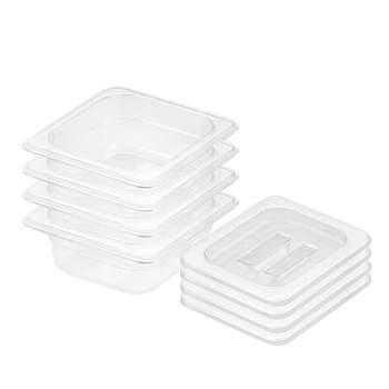 65mm Clear Gastronorm GN Pan 1/6 Food Tray Storage Bundle of 4 with Lid image