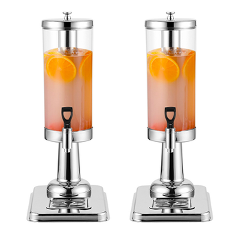 2X Single 3L Silver Stainless Steel Beverage Dispenser Ice Cylinder Clear Juicer Hot Cold Water Jug image