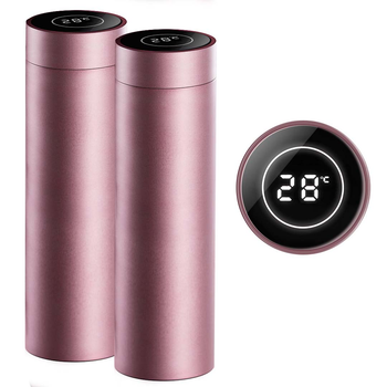 2X 500ML Stainless Steel Smart LCD Thermometer Display Bottle Vacuum Flask Thermos Rose Gold image