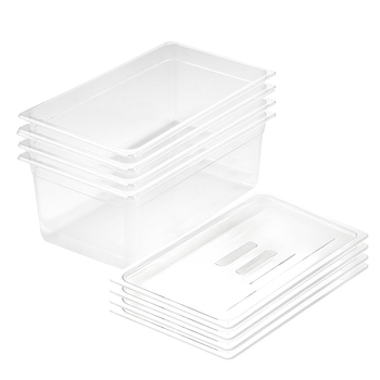 200mm Clear Gastronorm GN Pan 1/1 Food Tray Storage Bundle of 4 with Lid image