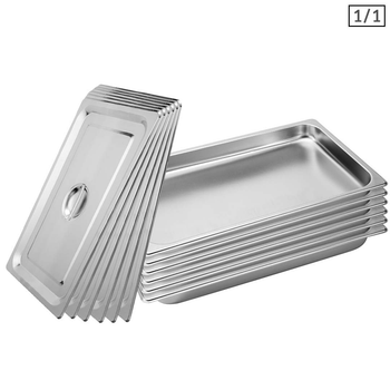 6X Gastronorm GN Pan Full Size 1/1 GN Pan 4cm Deep Stainless Steel Tray With Lid image