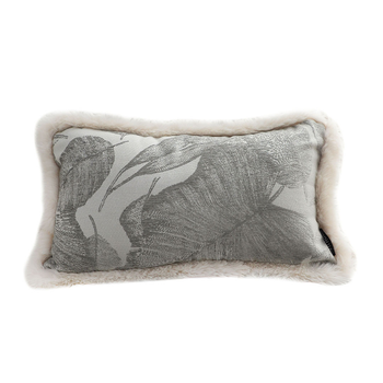 35cm Wabi-sabi Rectangular Raised Embroidery Leaf & Lumbar Throw Pillow image