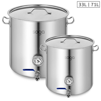 Stainless Steel Brewery Pot 33L 71L With Beer Valve 35CM 45CM image