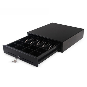 Black Heavy Duty Cash Drawer Electronic 4 Bills 8 Coins Cheque Slot Tray Pos 410 image
