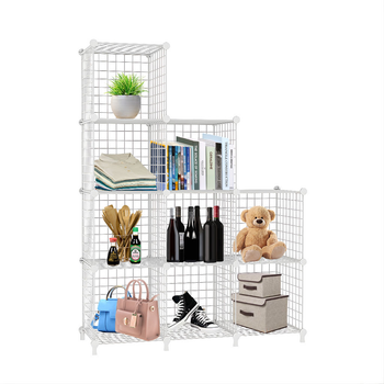 White Portable 9-Cube 3 Column Storage Organiser Foldable DIY Modular Grid Space Saving Shelf 149cm image