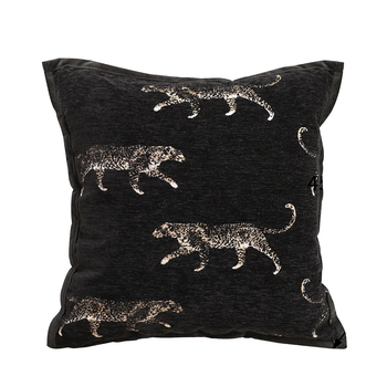 45cm Light Luxury Vintage Leopard Print Square Black Throw Pillow image