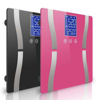 2X Glass LCD Digital Body Fat Scale Bathroom Electronic Gym Water Weighing Scales Black/Pink image
