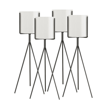 4X 80cm Tripod Flower Pot Plant Stand with White Flowerpot Holder Rack Indoor Display image