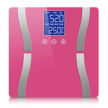 Glass LCD Digital Body Fat Scale Bathroom Electronic Gym Water Weighing Scales Pink image