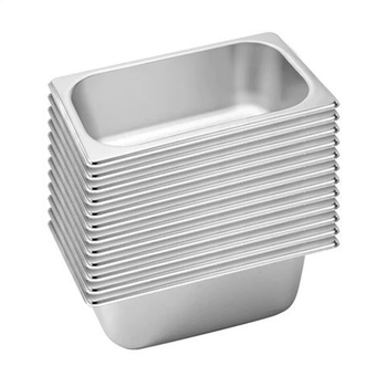 12X Gastronorm GN Pan Full Size 1/3 GN Pan 10cm Deep Stainless Steel Tray image