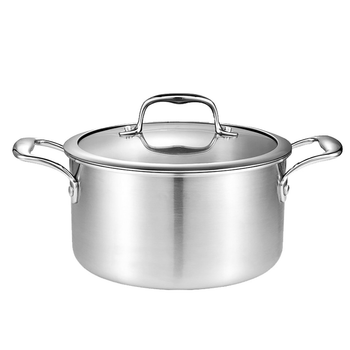 26cm Stainless Steel Soup Pot Stock Cooking Stockpot Heavy Duty Thick Bottom with Glass Lid image