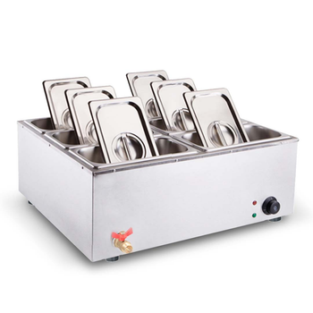 Stainless Steel 6 X 1/3 GN Pan Electric Bain-Marie Food Warmer with Lid image