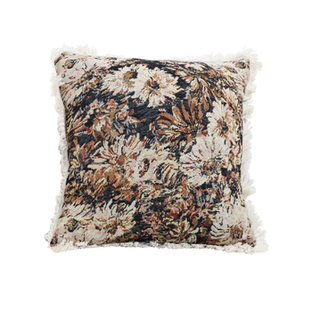 50cm Vintage Oil Painting Color Raised Embroidery Empress Flower Throw Pillow image