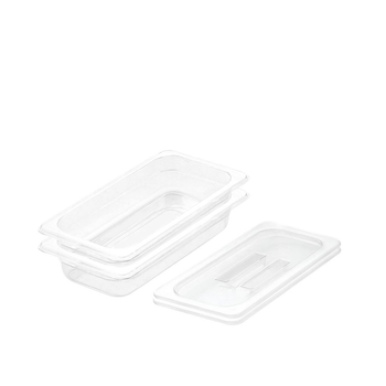 65mm Clear Gastronorm GN Pan 1/3 Food Tray Storage Bundle of 2 with Lid image