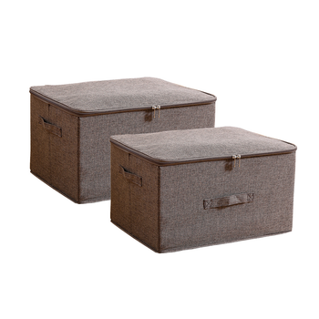 2X Coffee Large Portable Double Zipper Storage Box Moisture Proof Clothes Basket Foldable Home Organiser image
