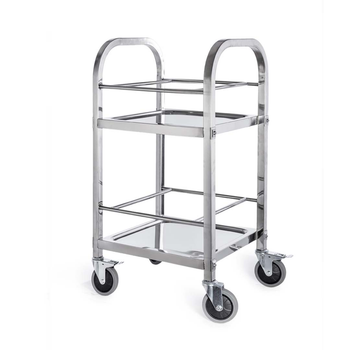 2 Tier 500x500x950 Stainless Steel Square Tube Drink Wine Food Utility Cart image