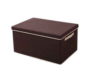 Small Coffee Non-Woven Diamond Quilt Grid Fabric Storage/ Organizer Box image