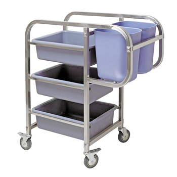 3 Tier Food Trolley Food Waste Cart Five Buckets Kitchen Food Utility 82x43x92cm Square image