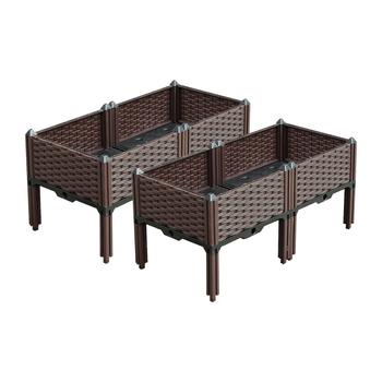 2X 80cm Raised Planter Box Vegetable Herb Flower Outdoor Plastic Plants Garden Bed with Legs image