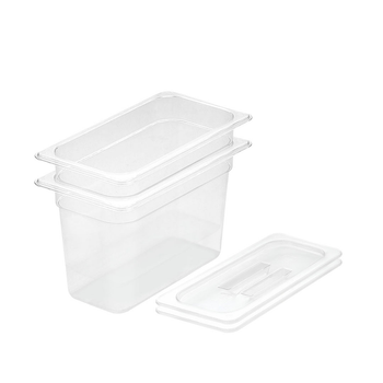 200mm Clear Gastronorm GN Pan 1/3 Food Tray Storage Bundle of 2 with Lid image