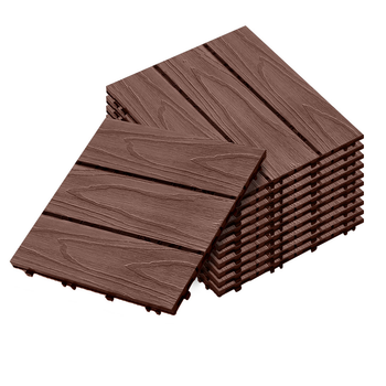 11 pcs Dark Chocolate DIY Wooden Composite Decking Tiles Garden Outdoor Backyard Flooring Home Decor image