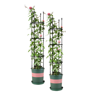 2X 133cm 4-Bar Plant Frame Stand Trellis Vegetable Flower Herbs Outdoor Vine Support Garden Rack with Rings image