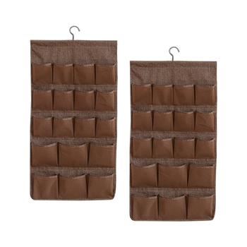 2X Coffee Double Sided Hanging Storage Bag Underwear Bra Socks Mesh Pocket Hanger Home Organiser image