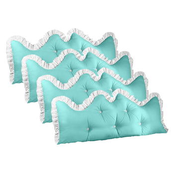 4X 180cm Light Blue Princess Bed Pillow Headboard Backrest Bedside Tatami Sofa Cushion with Ruffle Lace Home Decor image