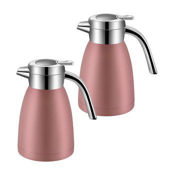 2X 1.2L Stainless Steel Kettle Insulated Vacuum Flask Water Coffee Jug Thermal Pink image