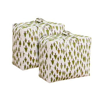 2X Green Pine Tree Super Large Storage Luggage Bag Double Zipper Foldable Travel Organiser Essentials image