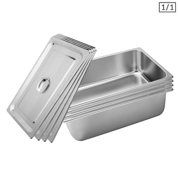 4X Gastronorm GN Pan Full Size 1/1 GN Pan 20cm Deep Stainless Steel Tray With Lid image