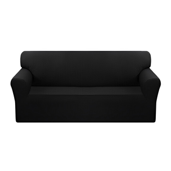 4-Seater Black Sofa Cover Couch Protector High Stretch Lounge Slipcover Home Decor image