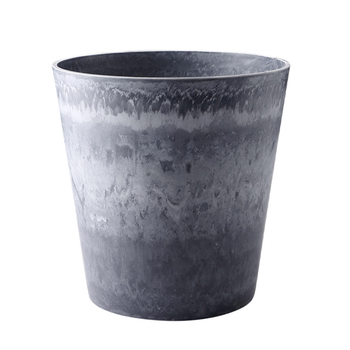 32cm Weathered Grey Round Resin Plant Flower Pot in Cement Pattern Planter Cachepot for Indoor Home Office image