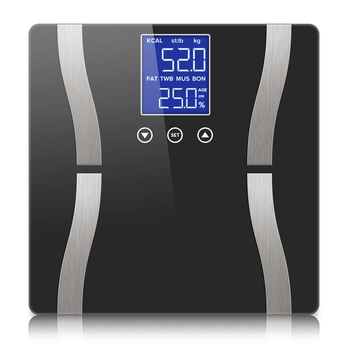 Glass LCD Digital Body Fat Scale Bathroom Electronic Gym Water Weighing Scales Black image