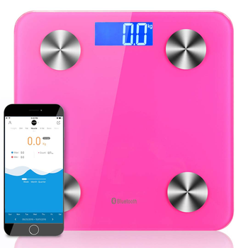Wireless Bluetooth Digital Body Fat Scale Bathroom Health Analyser Weight Pink image