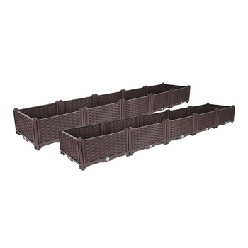 2X 200cm Raised Planter Box Vegetable Herb Flower Outdoor Plastic Plants Garden Bed image