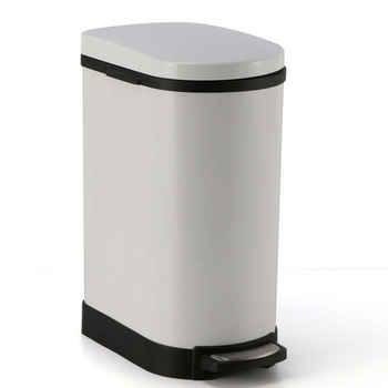 Foot Pedal Stainless Steel Rubbish Recycling Garbage Waste Trash Bin 10L U White image