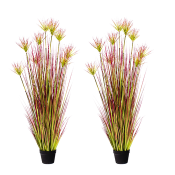 2X 150cm Purple-Red Artificial Indoor Potted Papyrus Plant Tree Fake Simulation Decorative image
