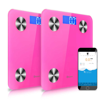 2X Wireless Bluetooth Digital Body Fat Scale Bathroom Health Analyser Weight Pink image