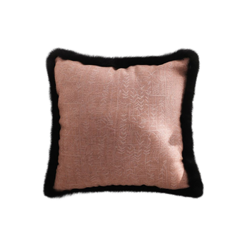 50cm Mid-century Style Raised Embroidery Texture Edged Square Throw Pillow image