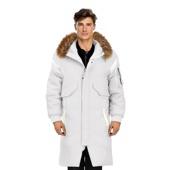abbee White XL Winter Fur Hooded Thick Overcoat Jacket Stylish Lightweight Quilted Warm Puffer Coat image