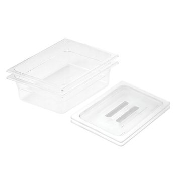 150mm Clear Gastronorm GN Pan 1/2 Food Tray Storage Bundle of 2 with Lid image
